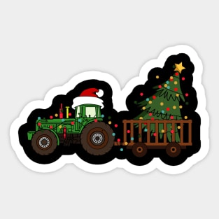 Funny farming tractor graphic Christmas tree farmer Xmas lights gift Sticker